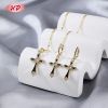 Vintage-Kreuz Schmuck-Set Mehrfarben-Emaille Zirkonia 18K-Goldbeschichtet Messing Factory Supply
