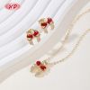 Bulk Klassisches Schleifenband-Schmuck-Set Schwarzer Zirkonia 18K-Goldbeschichtet Messing Factory Direct