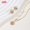 Factory Blumen Vier-Blüten-Schmuck-Set Schwarzer Zirkonia 18K-Goldbeschichtet Messing Großhandel