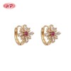 Slim Hinged Huggie Hoop Earrings from Gold-Tone Brass Factory, Set with AAA Zirconia