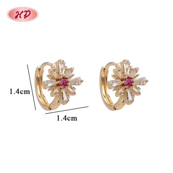 Slim Hinged Huggie Hoop Earrings from Gold-Tone Brass Factory, Set with AAA Zirconia