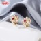 Slim Hinged Huggie Hoop Earrings from Gold-Tone Brass Factory, Set with AAA Zirconia