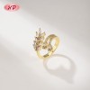 Anillo de circonia cúbica refinado mayoreo fábrica directa | Latón chapado en oro 18k con circonia cúbica AAA