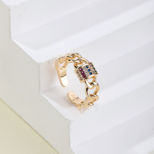 Anillo de circonia cúbica AAA Glamour mayoreo | Proveedor joyería B2B | Latón chapado en oro 18k