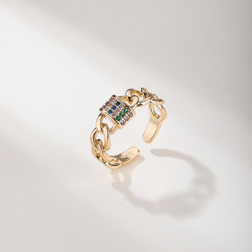 Anillo de circonia cúbica AAA Glamour mayoreo | Proveedor joyería B2B | Latón chapado en oro 18k