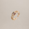 Anillo de circonia cúbica AAA Glamour mayoreo | Proveedor joyería B2B | Latón chapado en oro 18k