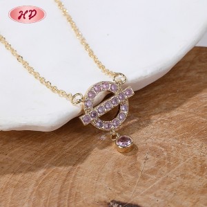 Collar de dije CZ de moda proveedor mayoreo | latón chapado en oro 18k, circonia AAA