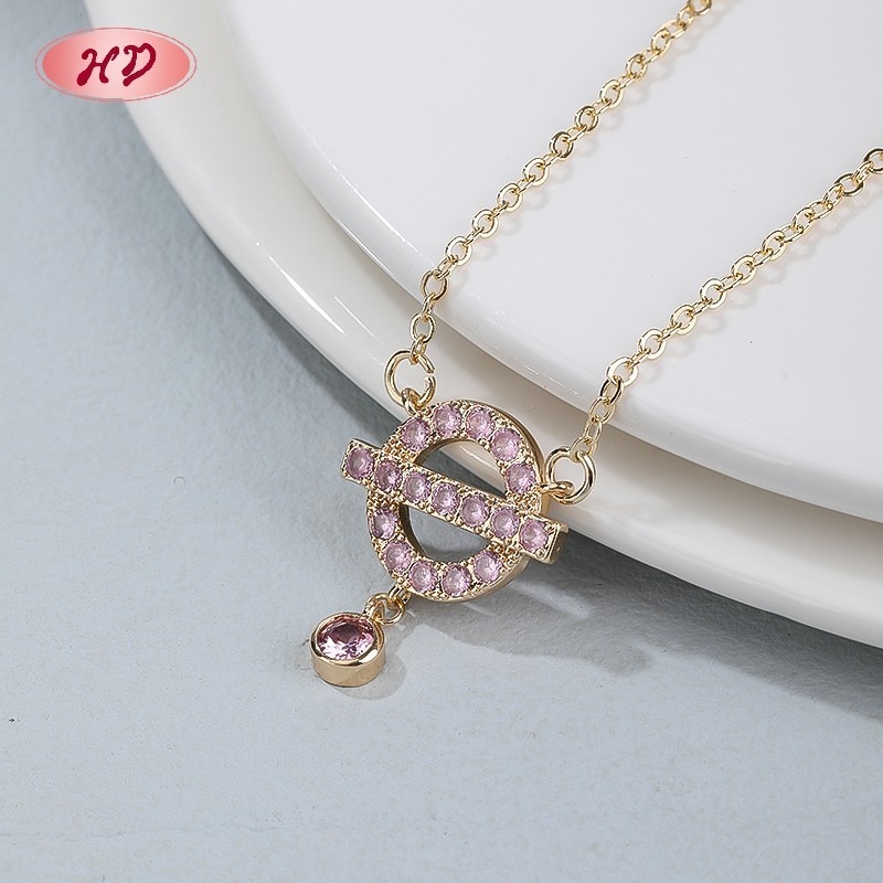 Collar de dije CZ de moda proveedor mayoreo | latón chapado en oro 18k, circonia AAA