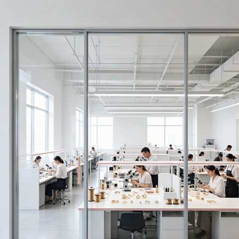 Hengdian HD Jewelry factory exterior and production hall in Guangzhou China
