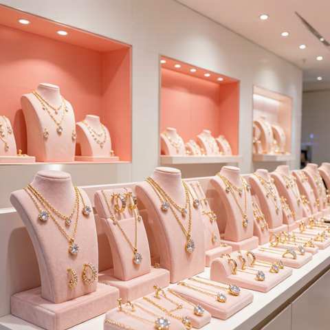 Wholesale jewelry showroom display wall at Hengdian HD Jewelry