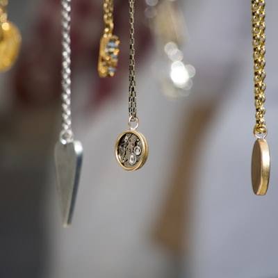 Woman wearing gold jewelry in daily life
