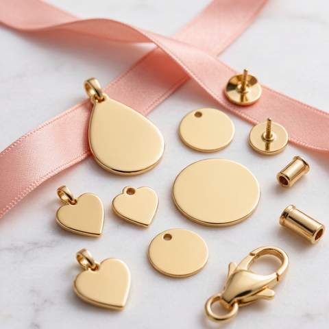 Blank gold plated jewelry tags and clasps