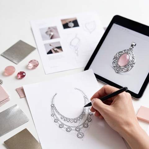 Designer creating ODM jewelry render