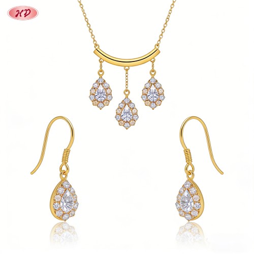 Delicate Jewelry Set by Export Manufacturer | 18K Gold Plated Brass with AAA CZ