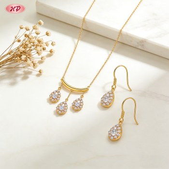 Delicate Jewelry Set by Export Manufacturer | 18K Gold Plated Brass with AAA CZ