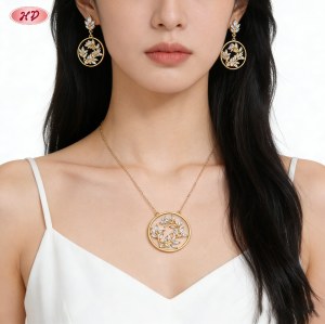 Radiant Necklace & Earring Jewelry Set | Private Label OEM Supplier, Gold Plated Brass CZ | Oem Jewelry Set