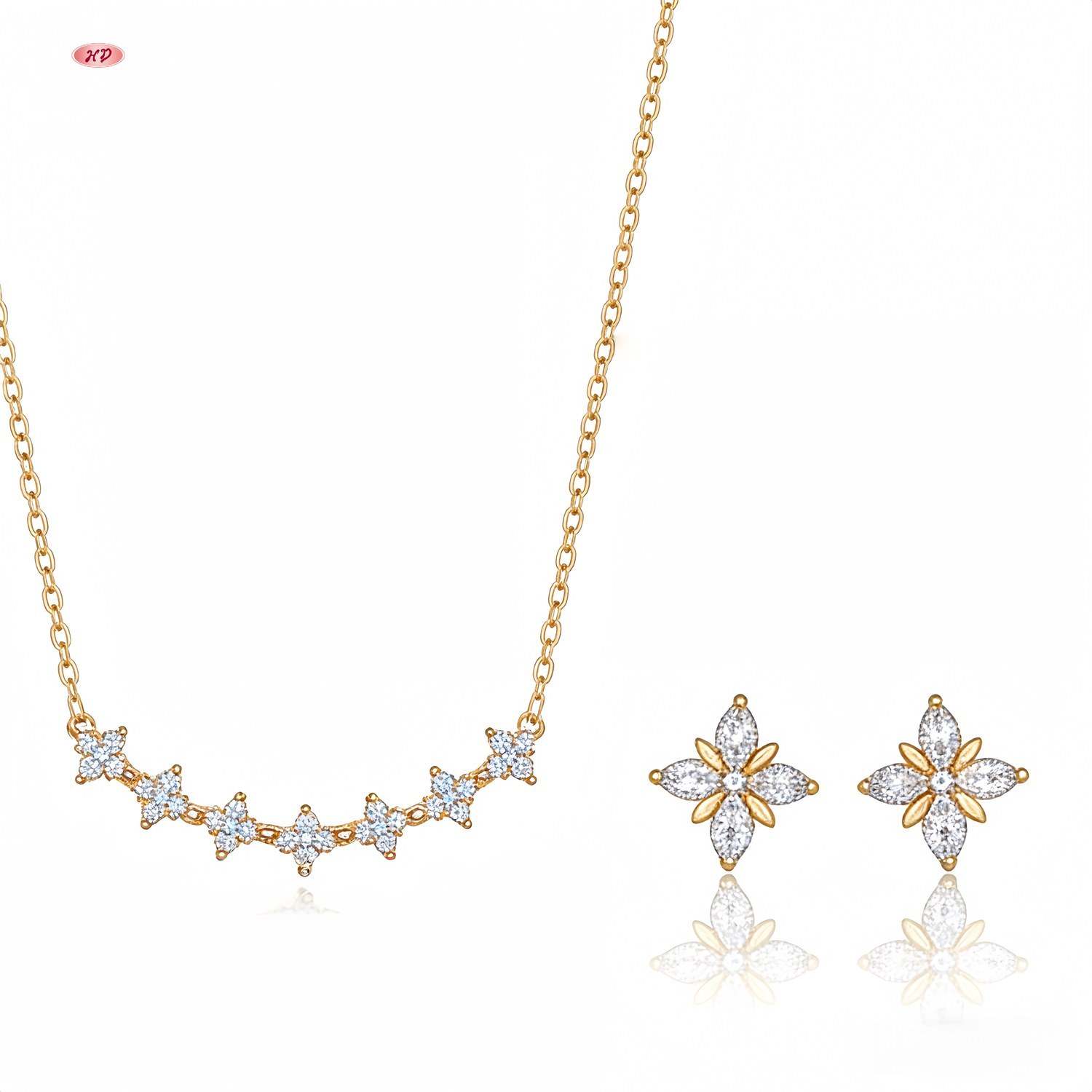 Chunky gold tone necklace and earring set for wholesale