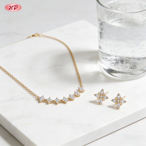 Bold Jewelry Set Wholesale | Premium gold plating finish with premium cubic zirconia ac...