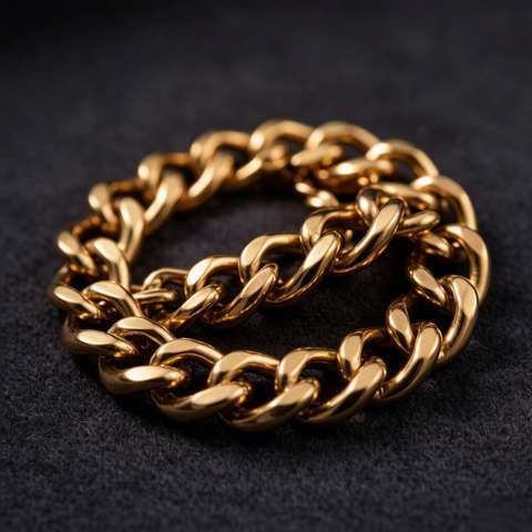 High-quality 18K gold plated chain close-up