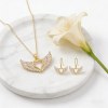 Winged Heart Jewelry Set | Export Manufacturer, 18K Gold Plated Brass with AAA CZ