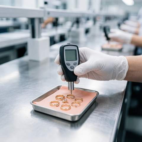 Jewelry quality control with thickness gauge
