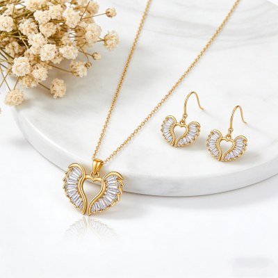 Modern Classic Jewelry Set OEM Jewelry Factory | Gold-Tone Brass CZ Custom Set