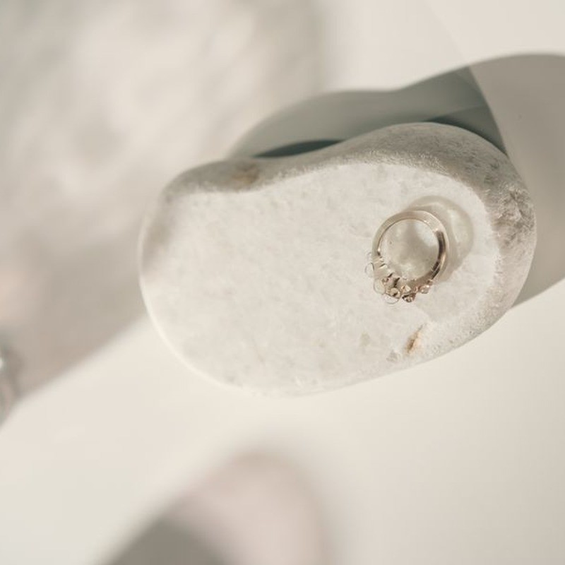 Close-up of a cubic zirconia ring showing the faceted stone and durable setting