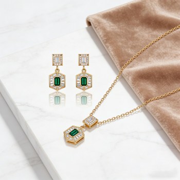 Eye-catching Bulk Jewelry Set | 18K Gold Plated Brass & AAA CZ for Retailers