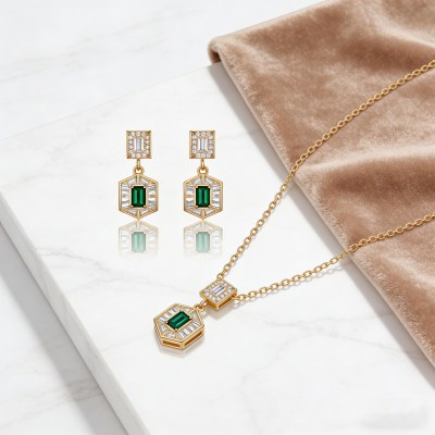 Eye-catching Bulk Jewelry Set | 18K Gold Plated Brass & AAA CZ for Retailers