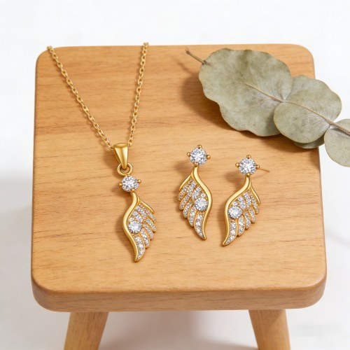 Juego de joyas exquisito al por mayor | Listo para boutique, latón bañado en oro 18k, zirconia AAA