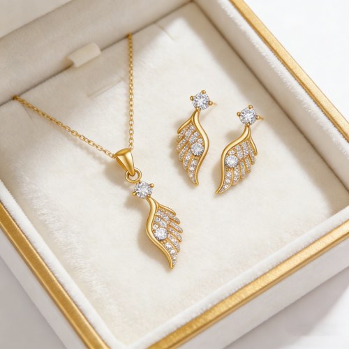 Juego de joyas exquisito al por mayor | Listo para boutique, latón bañado en oro 18k, zirconia AAA