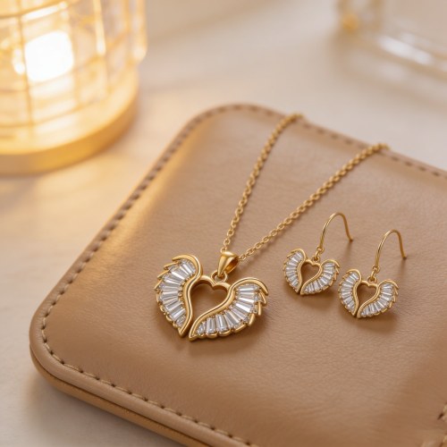 Juego de joyas moderno clásico | Fábrica OEM, latón tono oro, zirconia AAA
