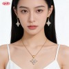 Juego refinado de collar y pendientes | Latón bañado en oro 18k AAA, mayorista boutique