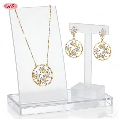 Juego radiante de collar y pendientes | Proveedor OEM private label, latón bañado en oro, zirconia