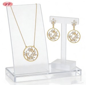 Juego radiante de collar y pendientes | Proveedor OEM private label, latón bañado en oro, zirconia
