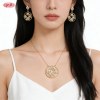 Juego radiante de collar y pendientes | Proveedor OEM private label, latón bañado en oro, zirconia