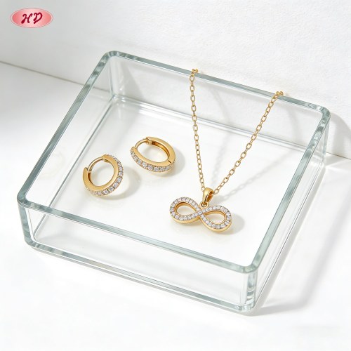Wholesale Jewelry Set, Elegant Gold-Plated Brass & AAA CZ Coordinated Necklace Earring Set