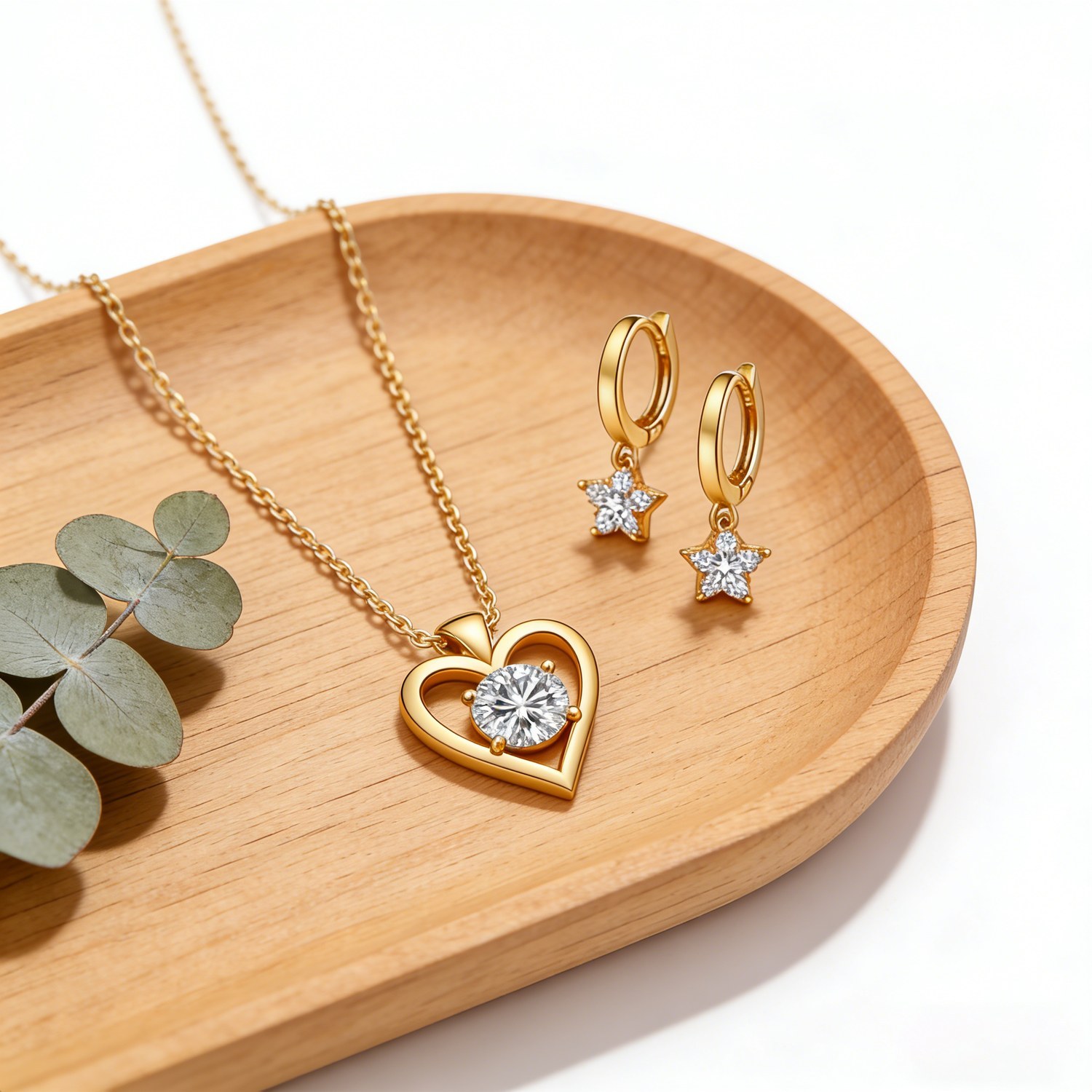 Delicate feminine gold plated CZ jewelry set 2
