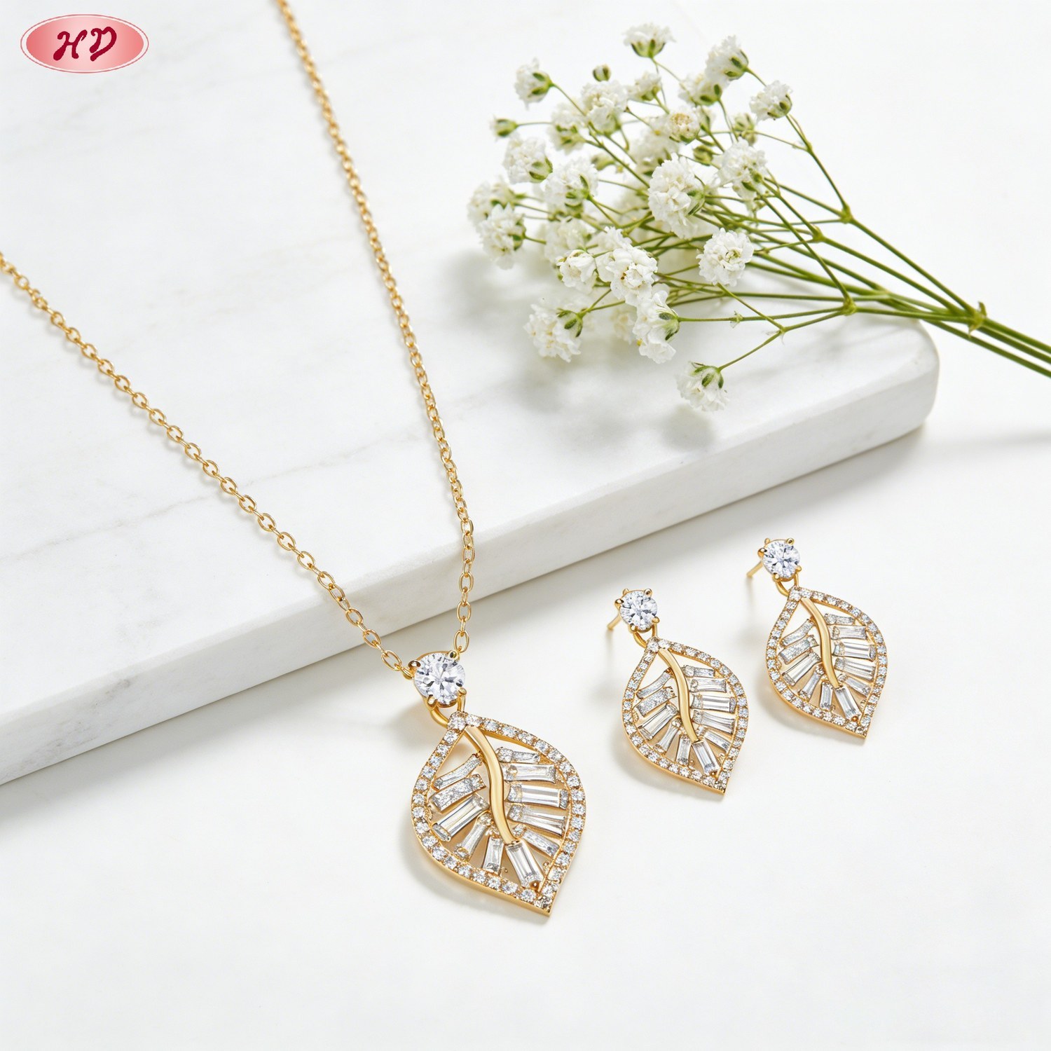 Stunning versatile gold plated CZ jewelry set 2