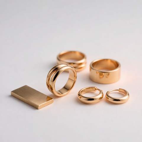 Gold plated jewelry close-up detail