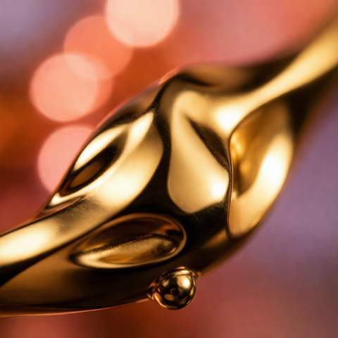 Gold plated jewelry macro detail shine