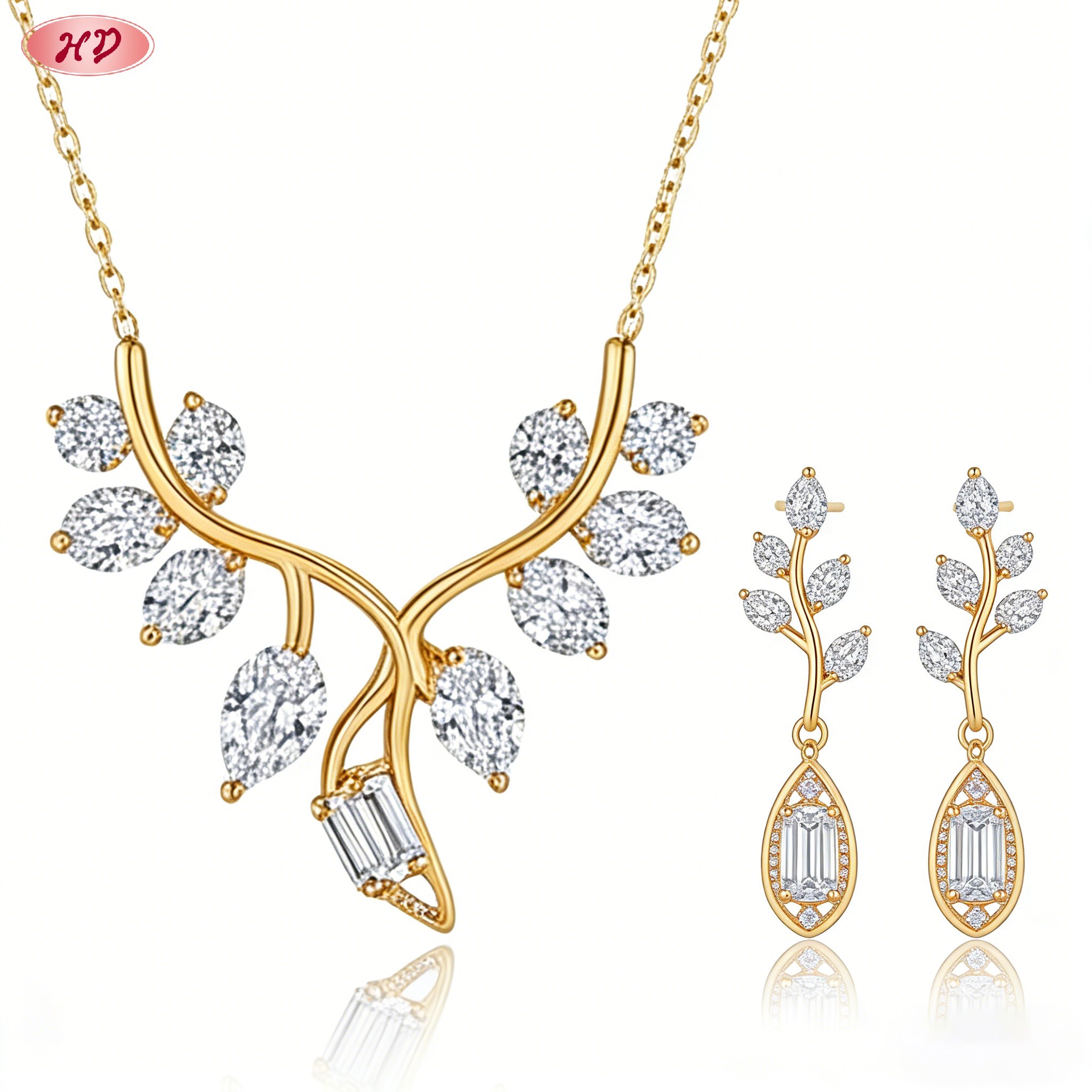 Artisan gold plated CZ jewelry set 2