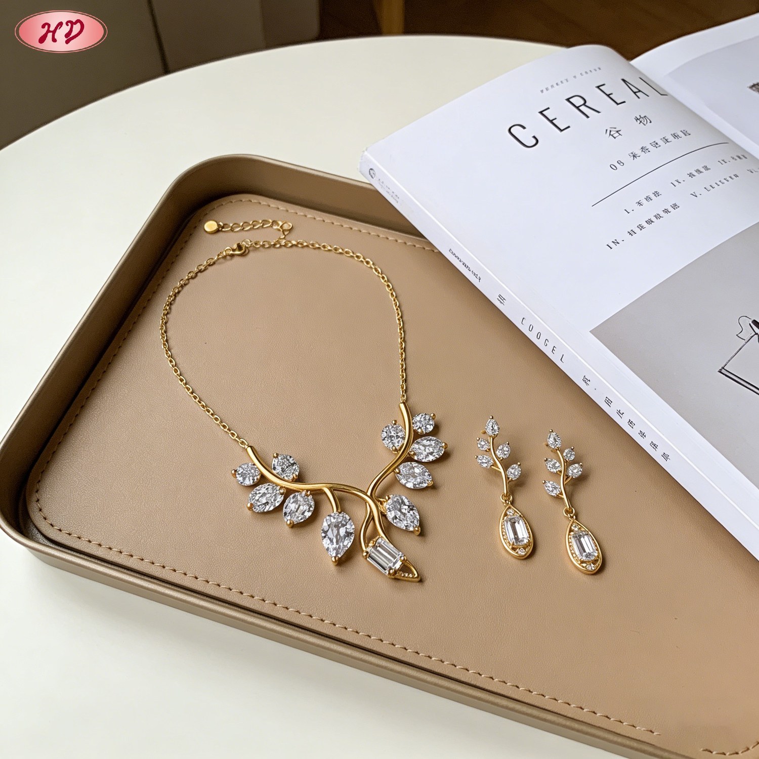 Artisan gold plated CZ jewelry set 3