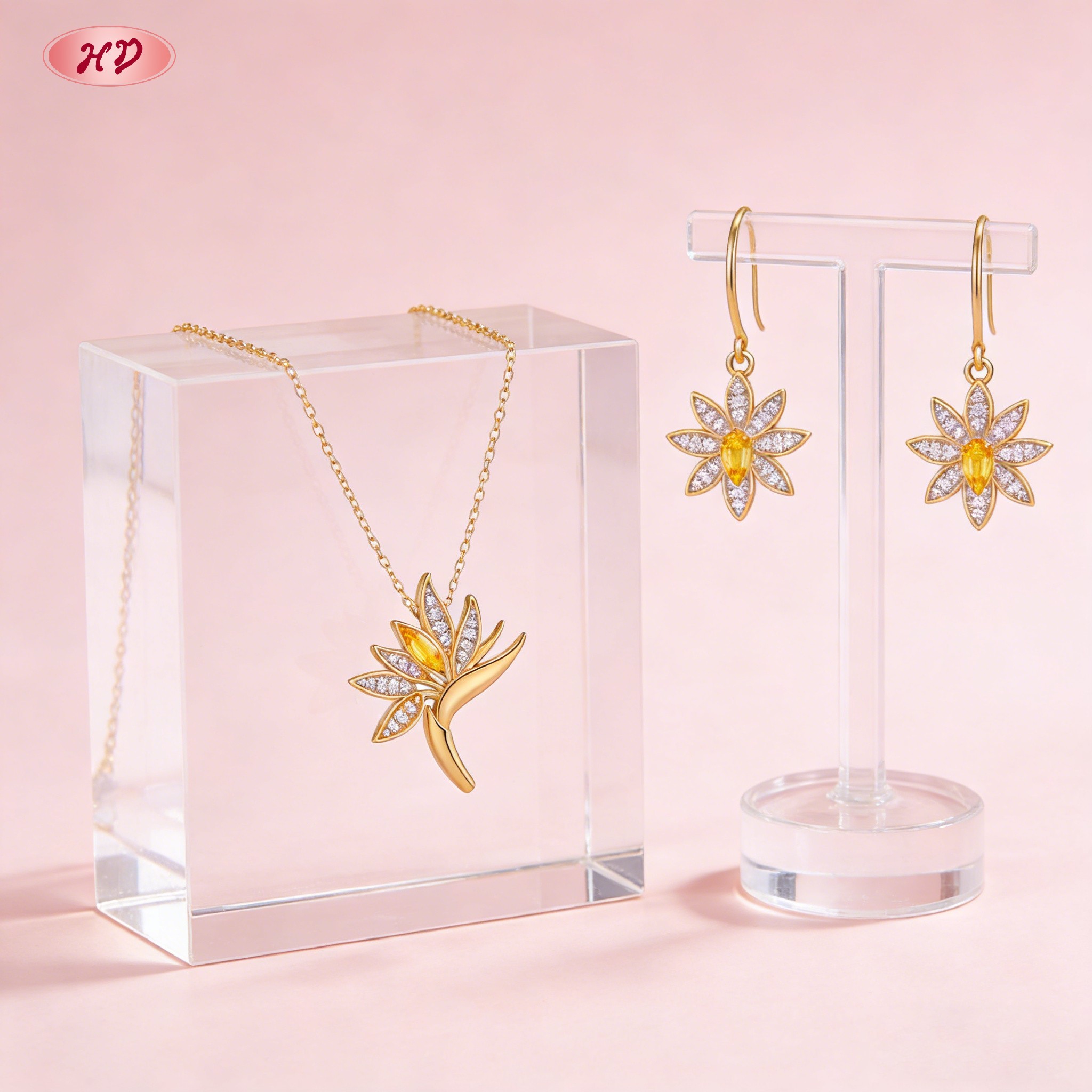 Dazzling gold plated CZ jewelry set 2
