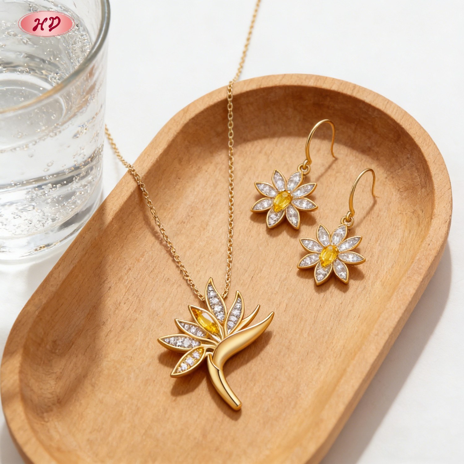 Dazzling gold plated CZ jewelry set 5