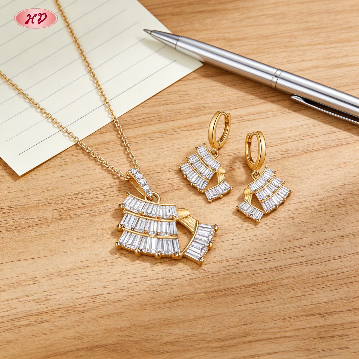 Exquisite gold plated CZ jewelry set 4