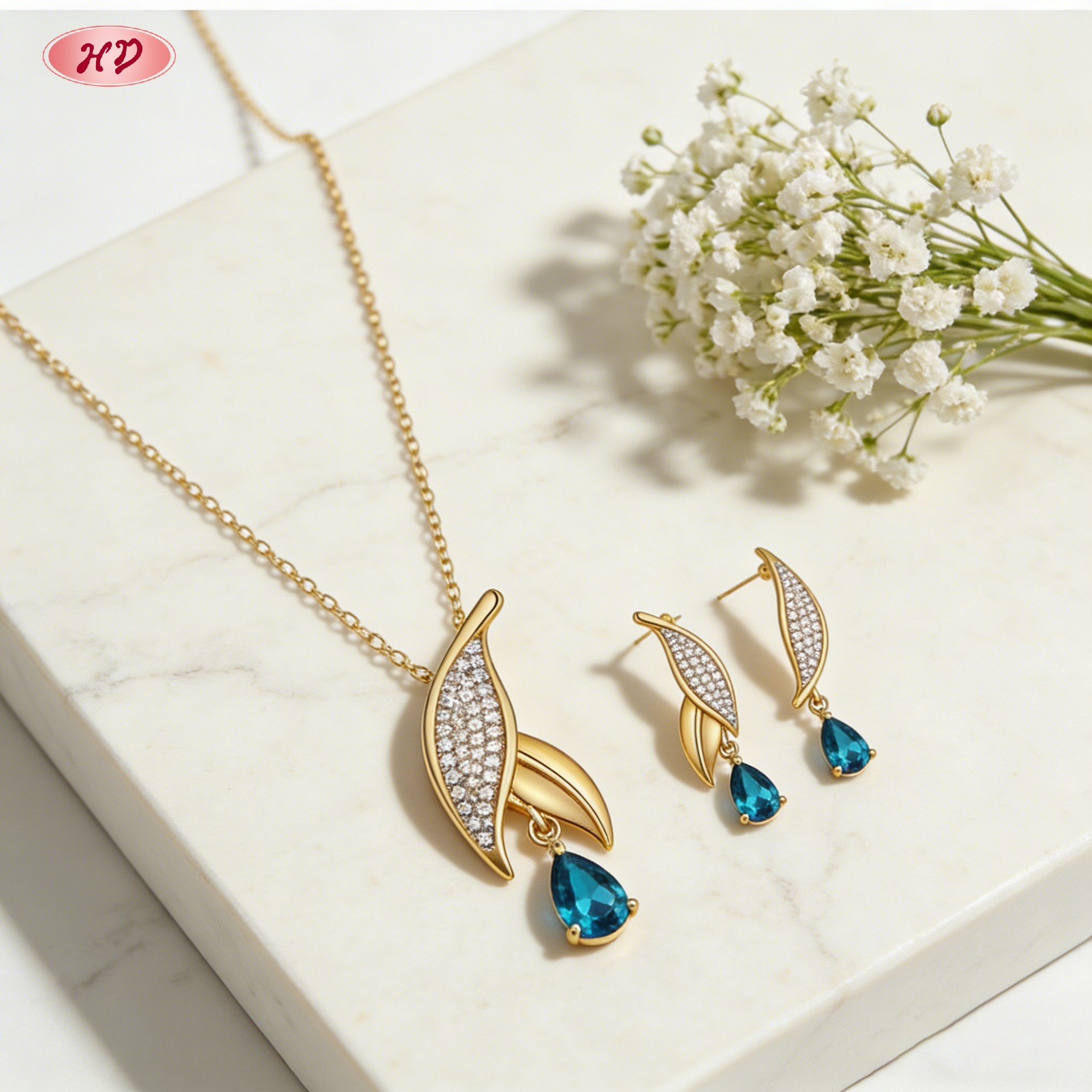 Timeless gold plated CZ jewelry set 4