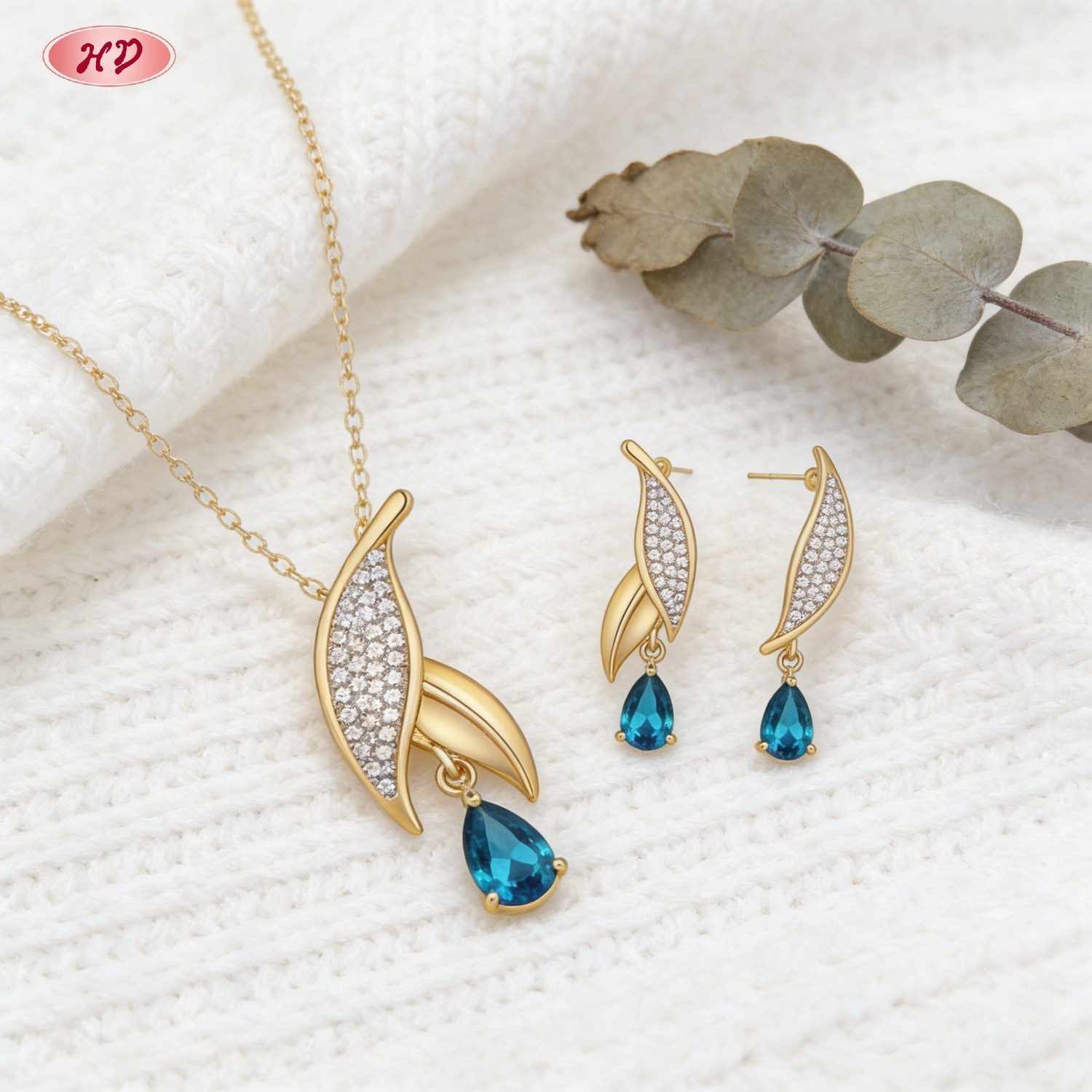 Timeless gold plated CZ jewelry set 3