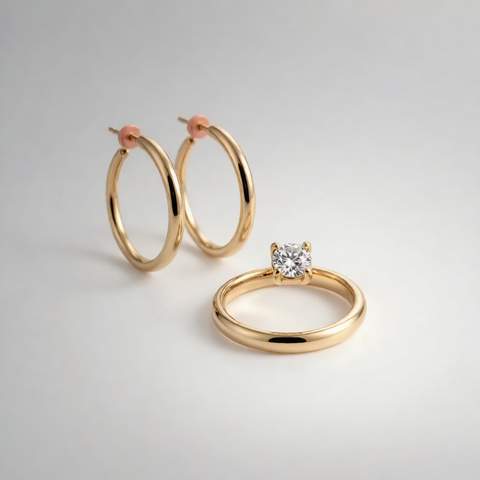 Elegant 18K gold plated jewelry flat lay