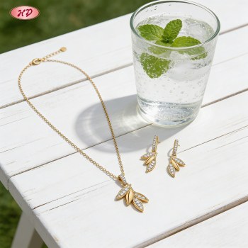 Jewelry Set Manufacturer, Chic 18K Gold Plated Brass Set with AAA Cubic Zirconia